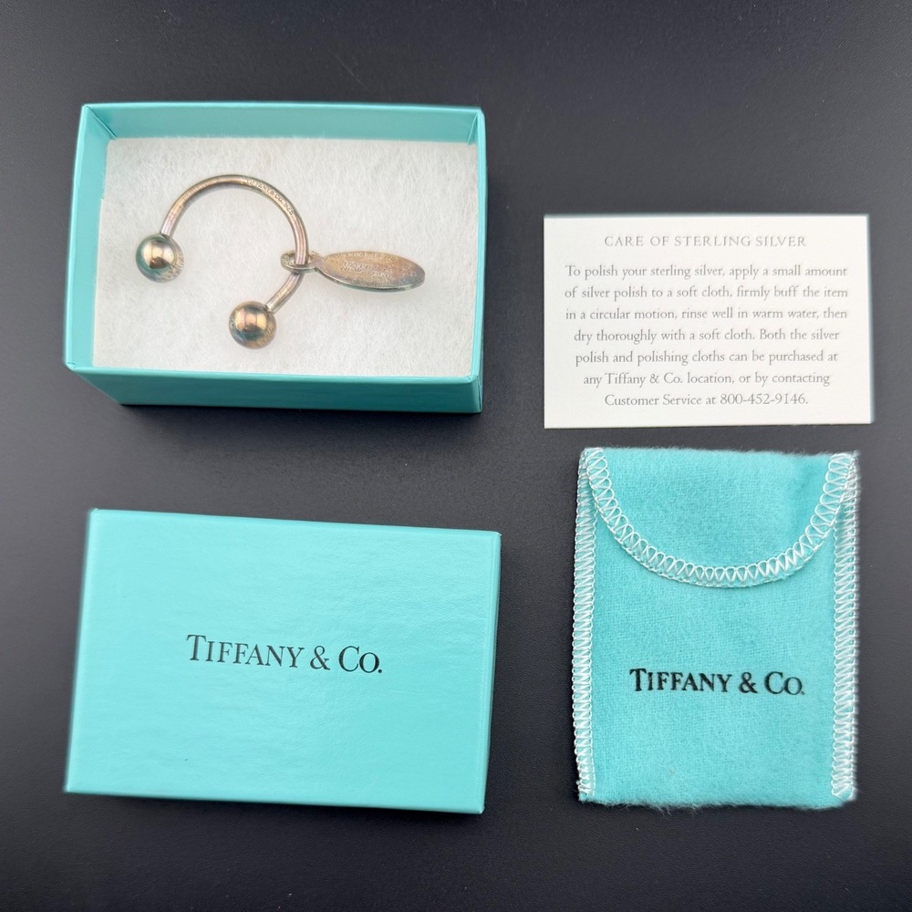 Return to Tiffany Keychain Sterling Silver 925 Oval Tag Horseshoe Key Ring